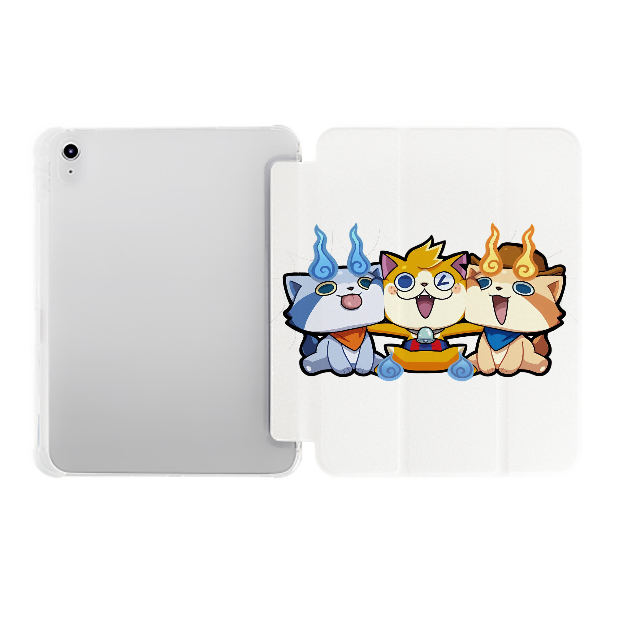 （画像用） 妖怪ウォッチ Yo-kai Watch IPad ケース ペン収納付き 三つ折りスタンド PUレザー×シリコン 対応機種9.5/10.5/10.9インチ